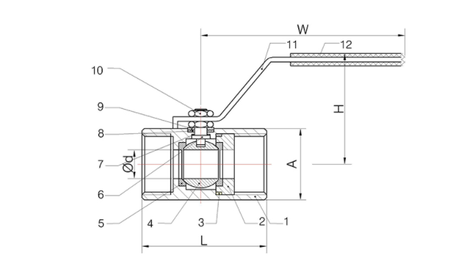 1-Pc Ball Valve drawing