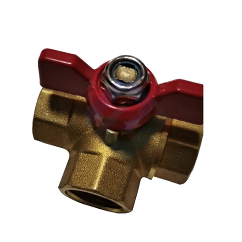 Three Way Brass Ball Valve with Butterfly Handle