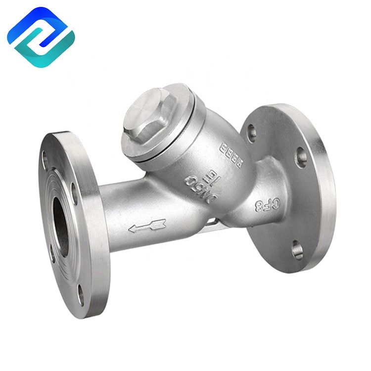 Stainless steel Y-type strainer with acid and corrosion resistant flange connection for petrochemical applications