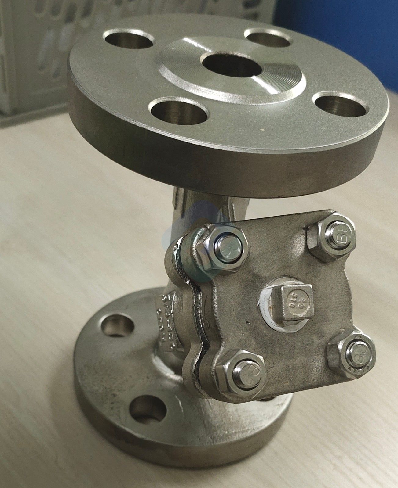 Stainless steel Y-type strainer with acid and corrosion resistant flange connection for petrochemical applications