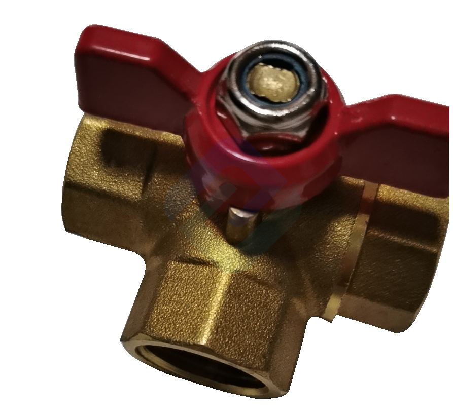 Three Way Brass Ball Valve with Butterfly Handle