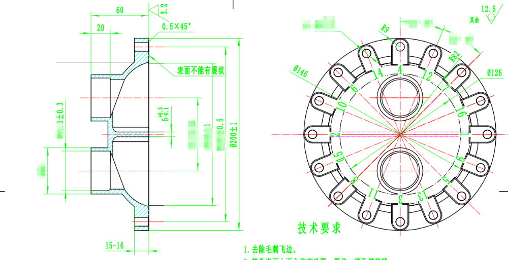 Stainless Steel Precision Casting Flange Drawing