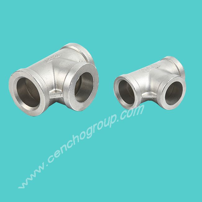 Stainless steel investment casting threaded pipe fittings tee