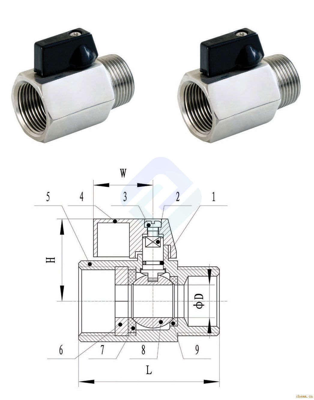 304/316 stainless steel female- female male-female male-male mini ball valve