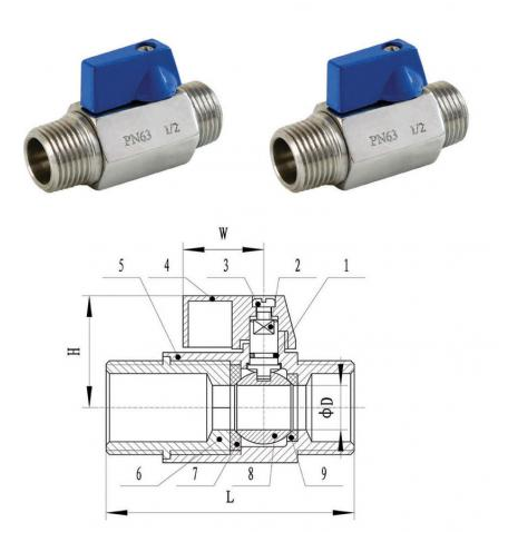 304/316 stainless steel female- female male-female male-male mini ball valve